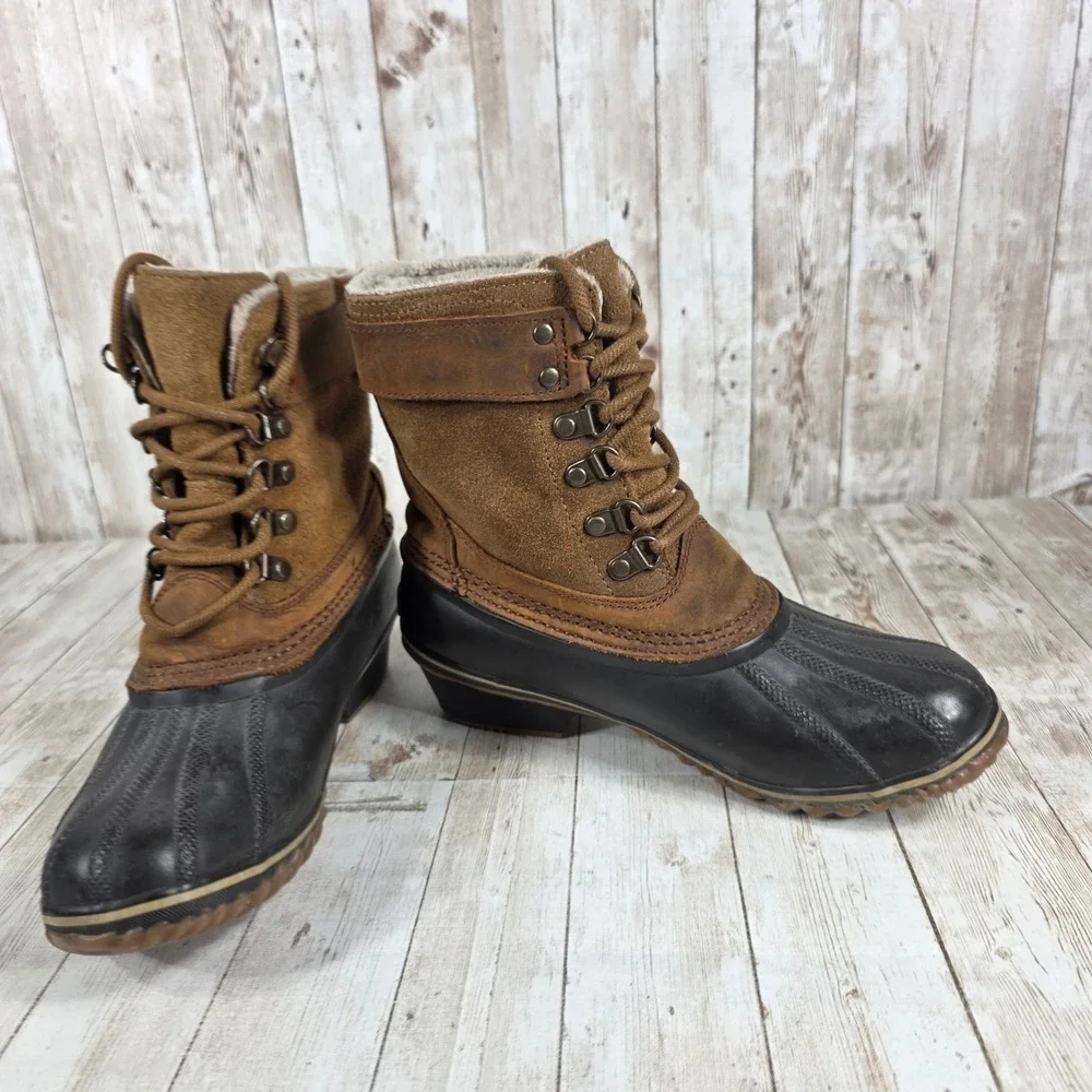 Sorel Waterproof Winter Boots Women's‎ 7 Brown Leather Lace Up Duck Boot